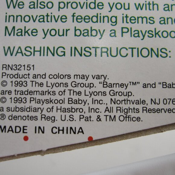 NEW Vintage 1993 Playskool Plastic Coverall Baby Bib Barney Dinosaur & Snowman - Picture 6 of 6